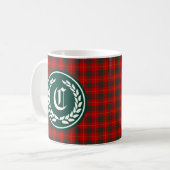 Cameron Family Red und Green Tartan Monogram Kaffeetasse (Vorderseite Links)