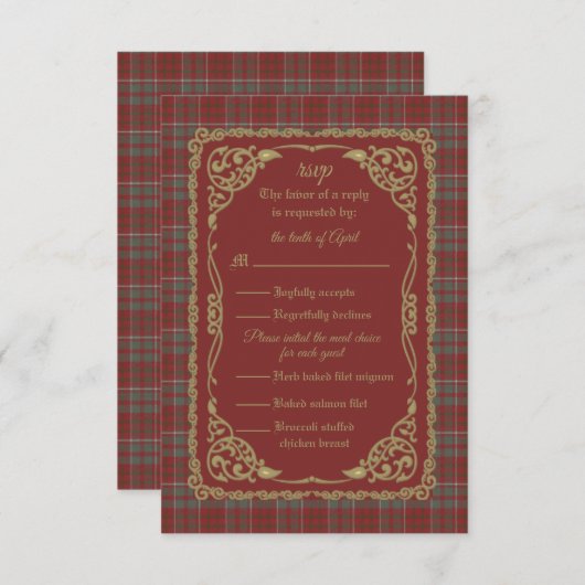 Cameron Lochiel Weathered Tartan Response Card RSVP Karte (Vorne/Hinten)