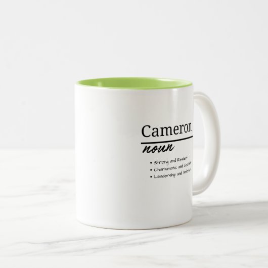 Cameron, Personalisierte Bezeichnung für Junge Zweifarbige Tasse (VorderseiteRechts)