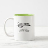 Cameron, Personalisierte Bezeichnung für Junge Zweifarbige Tasse (Links)