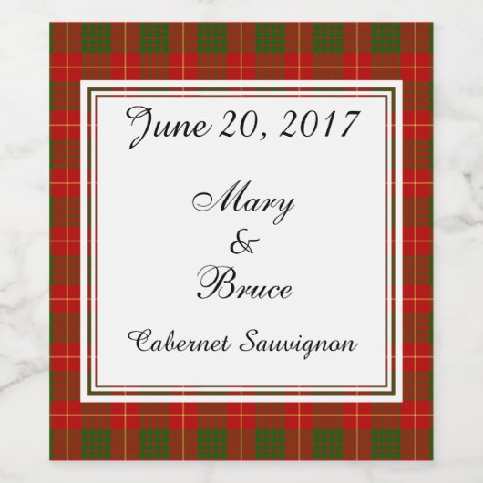 Cameron Scottish Wedding Wine Label Weinetikett (Einzelnes Label)