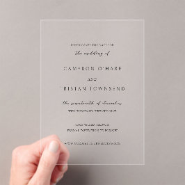Cameron Simple Modern Wedding rettet das Datum Acryleinladungen