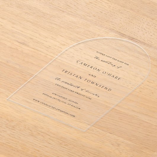 Cameron Simple Modern Wedding rettet das Datum Acryleinladungen (Ablage )