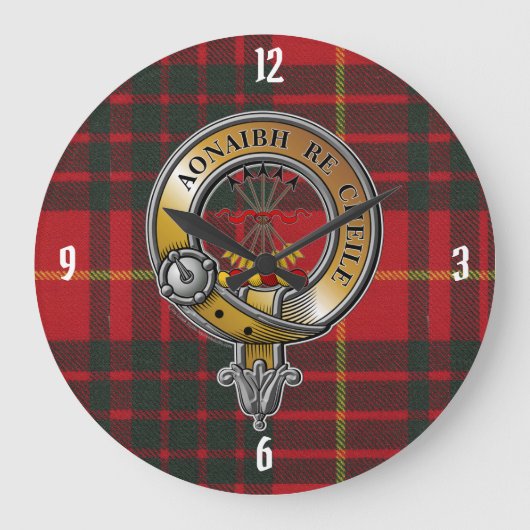 Cameron Tartan & Badge Große Wanduhr (Vorderseite)