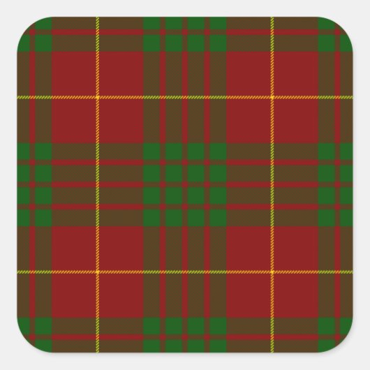 Cameron Tartan Rot kariert Quadratischer Aufkleber (Vorderseite)