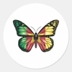 Cameroon Butterfly Monarque Flag Runder Aufkleber