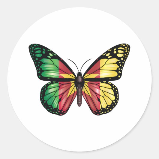 Cameroon Butterfly Monarque Flag Runder Aufkleber (Vorderseite)