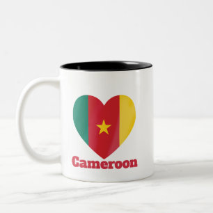 Cameroon Herzenflagge Zweifarbige Tasse