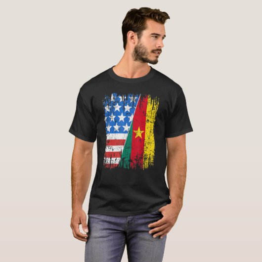 Cameroonian American Flag Cameroon Usa T-Shirt (Vorne ganz)