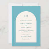 Camila Aqua Arch Moderne Hochzeit Einladung (Vorderseite)