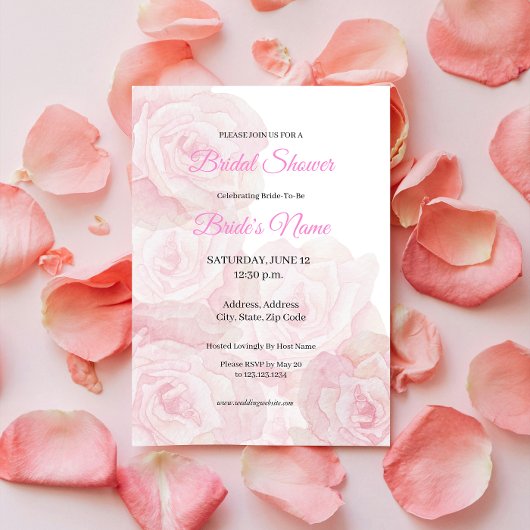 Camila Elegant Rosa Bridal Dusche Einladung