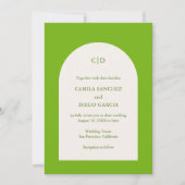 Camila Green Arch Moderne Hochzeit Einladung (Vorderseite)