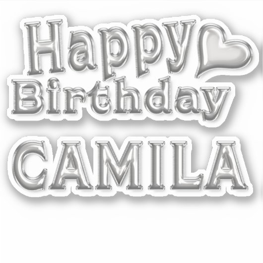 Camila Happy Birthday silver Aufkleber Sticker (Vorderseite)