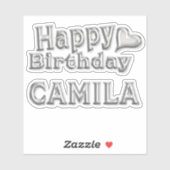Camila Happy Birthday silver Aufkleber Sticker (Blatt)