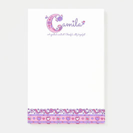 Camila Name bedeutet Buchstabe C benutzerdefiniert Post-it Klebezettel