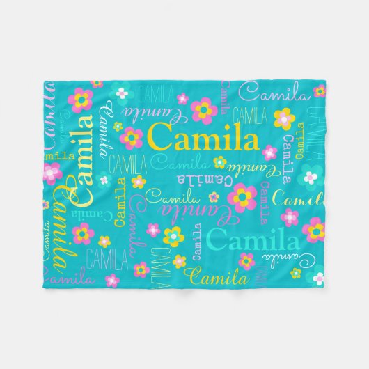 Camila personalisieren kurzen Namen Aqua rosa Deck Fleecedecke (Vorderseite (Horizontal))