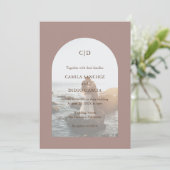 Camila Taupe Arch Moderne Hochzeit Einladung (Stehend Vorderseite)