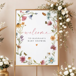 CAMILLA Boho Wildflower Mädchen Baby Shower Begrüß Poster