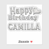Camilla Happy Birthday silver Aufkleber Sticker (Blatt)