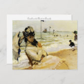 Camille am Strand von Trouville Postkarte (Vorne/Hinten)