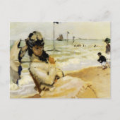 Camille am Strand von Trouville Postkarte (Vorderseite)