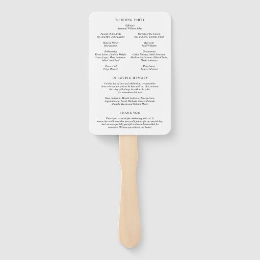 Camille Foto Modernes Hochzeitsprogramm Fächer (Rückseite)