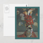 Camille mit dem japanischen Kimono und Fan Postkarte (Vorne/Hinten)