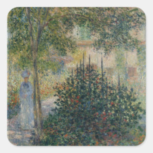 Camille Monet im Garten Argenteuil Quadratischer Aufkleber