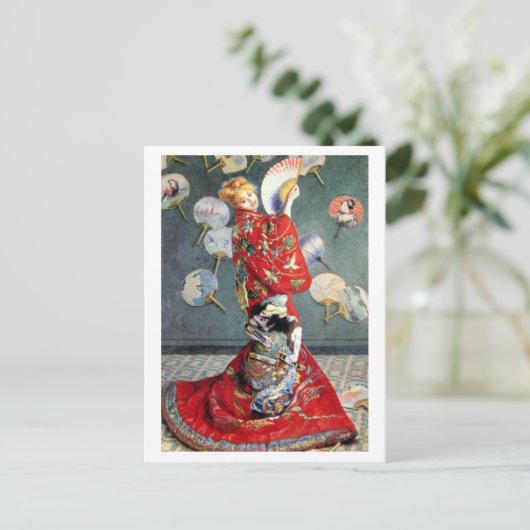 Camille Monet in japanischem Kostüm Postkarte (Stehend Vorderseite)
