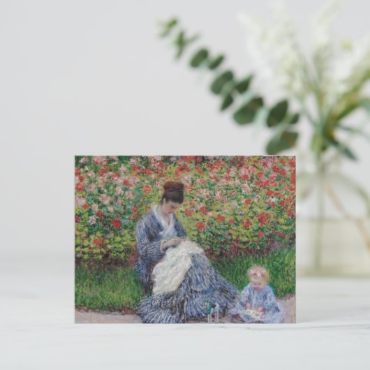 Camille Monet und ein Kind von Claude Monet Postca Postkarte (Stehend Vorderseite)