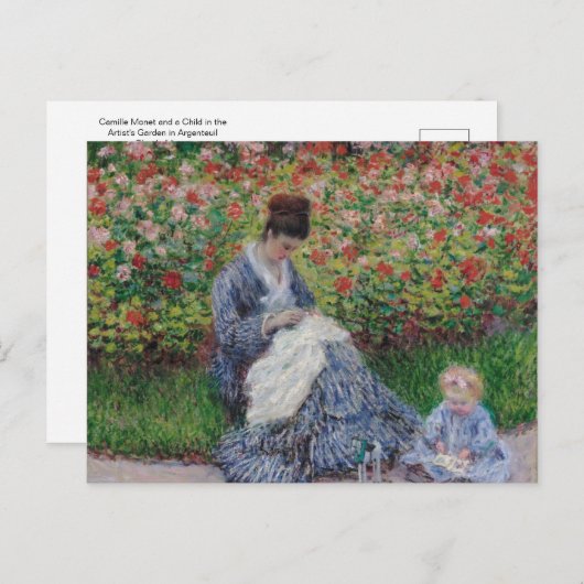 Camille Monet und ein Kind von Claude Monet Postca Postkarte (Vorne/Hinten)