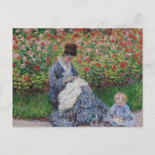 Camille Monet und ein Kind von Claude Monet Postca Postkarte