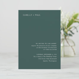 Camille Pine Green Moderne Hochzeit Einladung