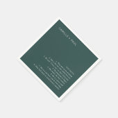 Camille Pine Green Moderne Hochzeit Serviette (Ecke)
