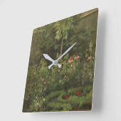 Camille Pissarro A Rose Garden Quadratische Wanduhr (Winkel)