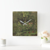 Camille Pissarro A Rose Garden Quadratische Wanduhr (Zuhause)