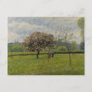 Camille Pissarro - Blühende Apfelbäume in Eragny Postkarte