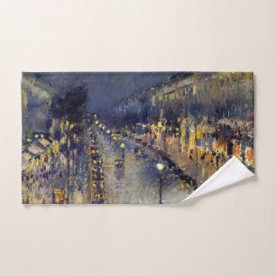 Camille Pissarro - Boulevard Montmartre bei Nacht Badhandtuch Set