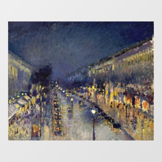 Camille Pissarro - Boulevard Montmartre bei Nacht Fensteraufkleber (Blatt)