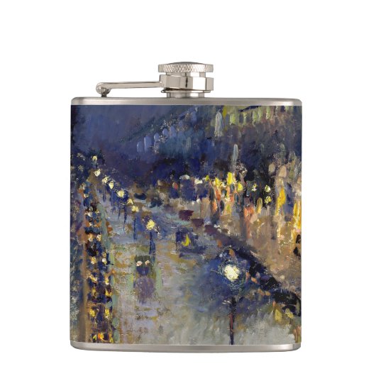 Camille Pissarro - Boulevard Montmartre bei Nacht Flachmann (Vorderseite)