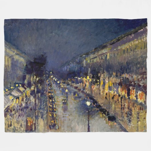 Camille Pissarro - Boulevard Montmartre bei Nacht Fleecedecke (Vorderseite (Horizontal))