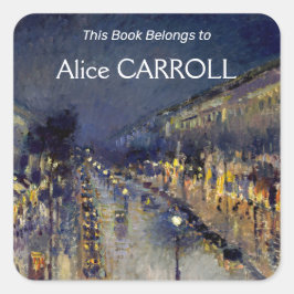 Camille Pissarro - Boulevard Montmartre bei Nacht Quadratischer Aufkleber