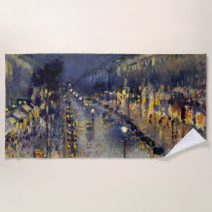 Camille Pissarro - Boulevard Montmartre bei Nacht Strandtuch