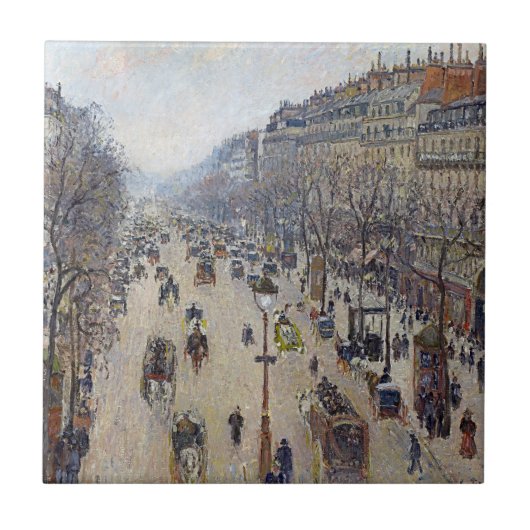 Camille Pissarro - Boulevard Montmartre, morgens Fliese (Vorderseite)