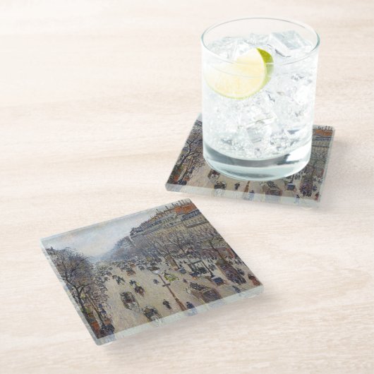 Camille Pissarro - Boulevard Montmartre, morgens Glasuntersetzer (Schrägansicht)