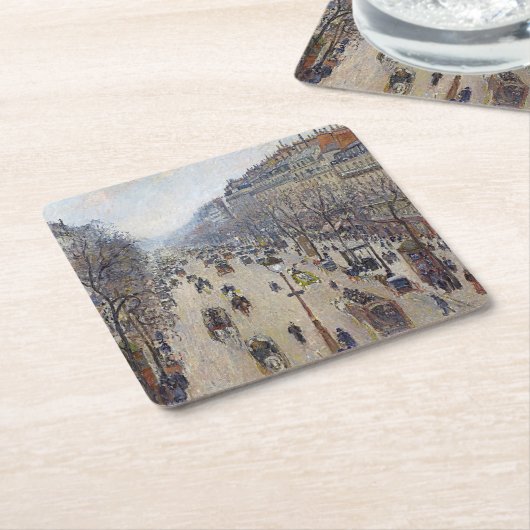 Camille Pissarro - Boulevard Montmartre, morgens Rechteckiger Pappuntersetzer (angewinkelt)