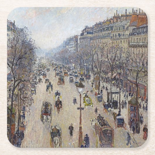 Camille Pissarro - Boulevard Montmartre, morgens Rechteckiger Pappuntersetzer (Vorderseite)