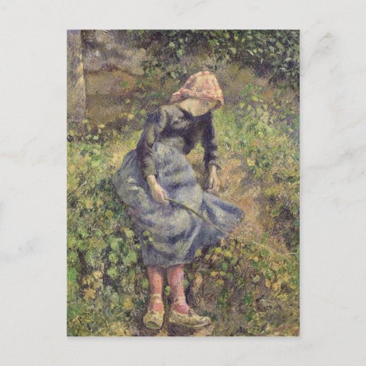 Camille Pissarro | Mädchen mit Stick, 1881 Postkarte (Vorderseite)