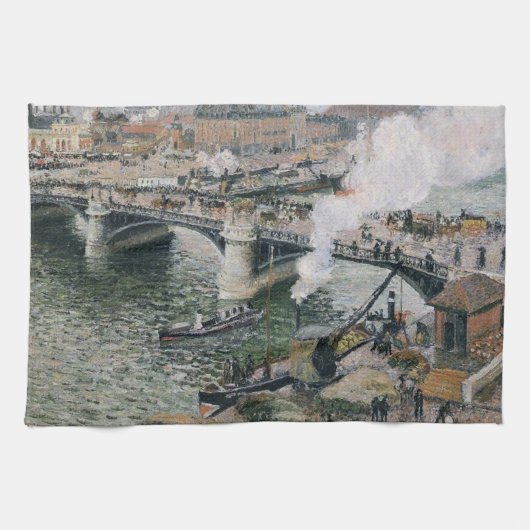 Camille Pissarro Pont Boieldieu in Rouen Painting Geschirrtuch (Horizontal)