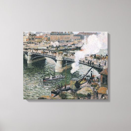 Camille Pissarro Pont Boieldieu in Rouen Painting Leinwanddruck (Vorderseite)